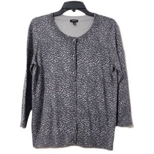 Talbots Animal Print Thin Button Up Sweater